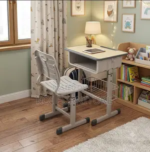 Home Desks; Brown Adustable Desk Chair Set for Growing Children