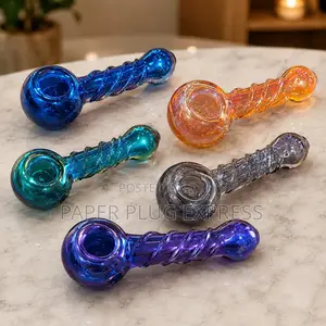 Colorful Twisty Glass Pipe – 4.7" Thick Borosilicate Hand Spoon Pipe