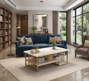 Coffee Table; Marble Metal Frame Office Coffee Table