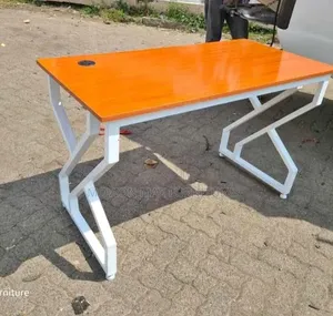 Metalliic White Double Flame Office Table