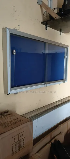 Glass Sliding Lockable Notice/Pin Board