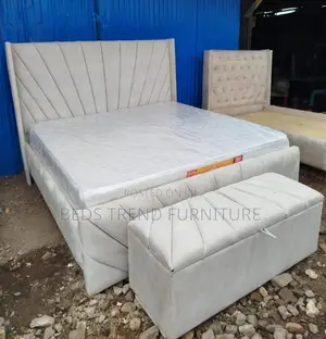 6 by 6 Chester Bed Light Grey With Storage Trunk