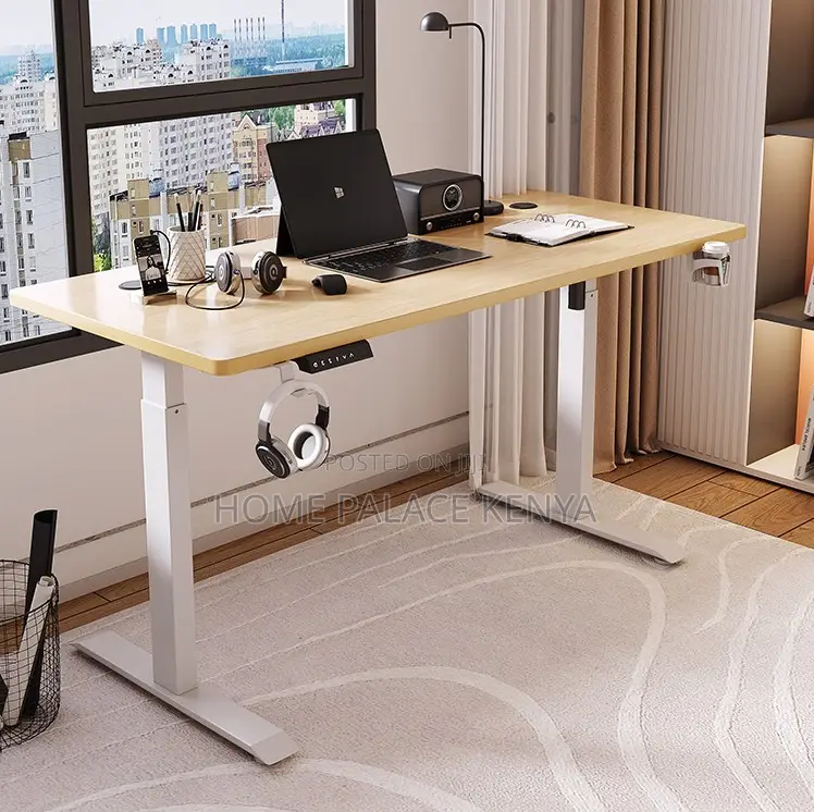 Study Table: Motorized Table With Headphones and Cupholder