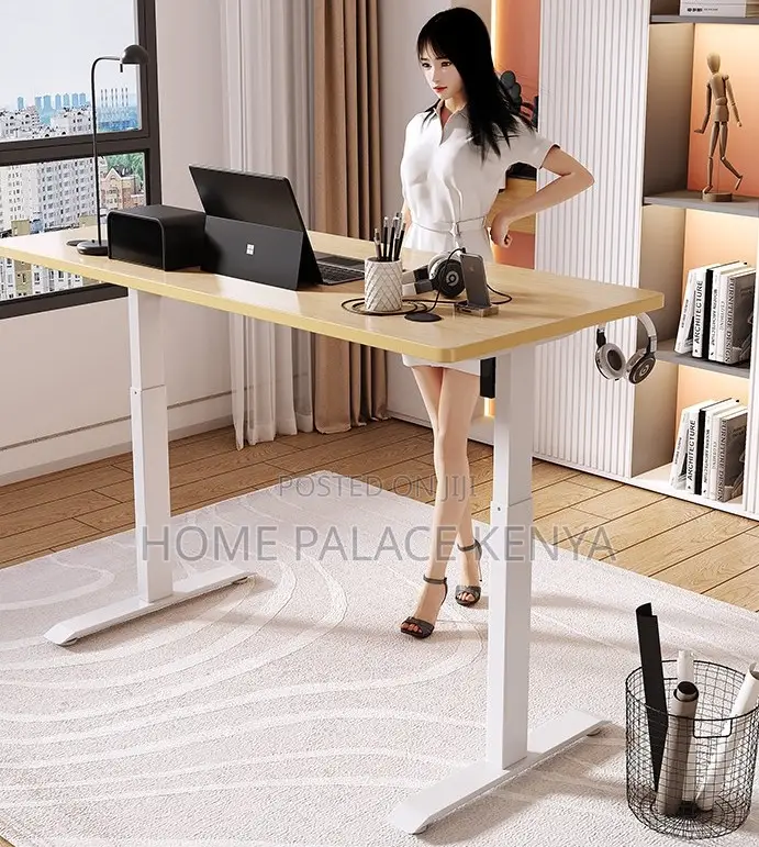 Study Table: Motorized Table With Headphones and Cupholder