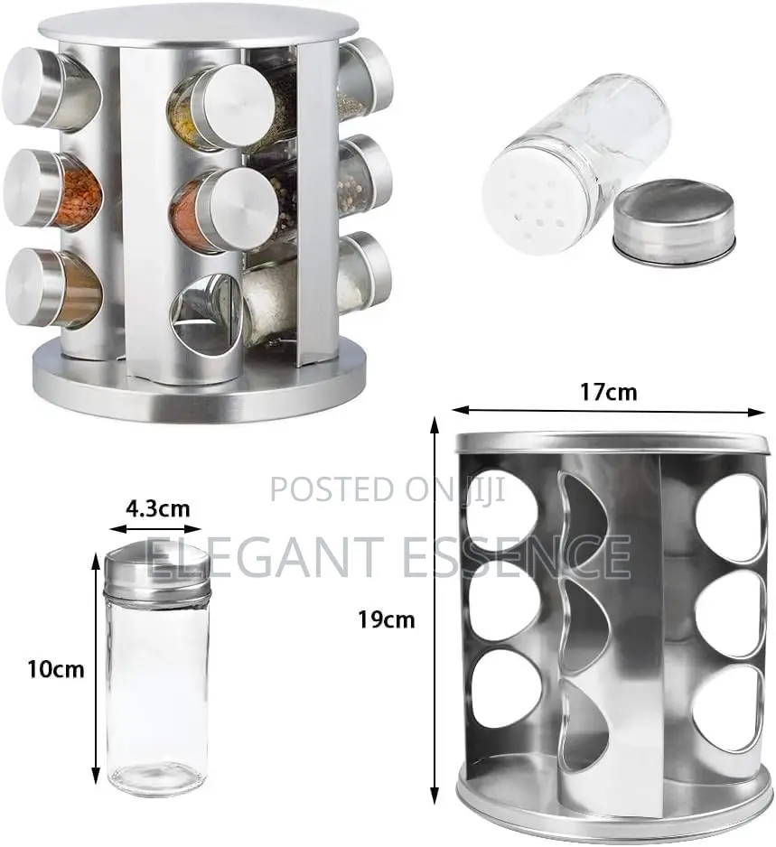 12pcs Glass Rotating Spice Rack