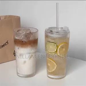 Heavy Borosilicate Tumbler With Straw. 600ml