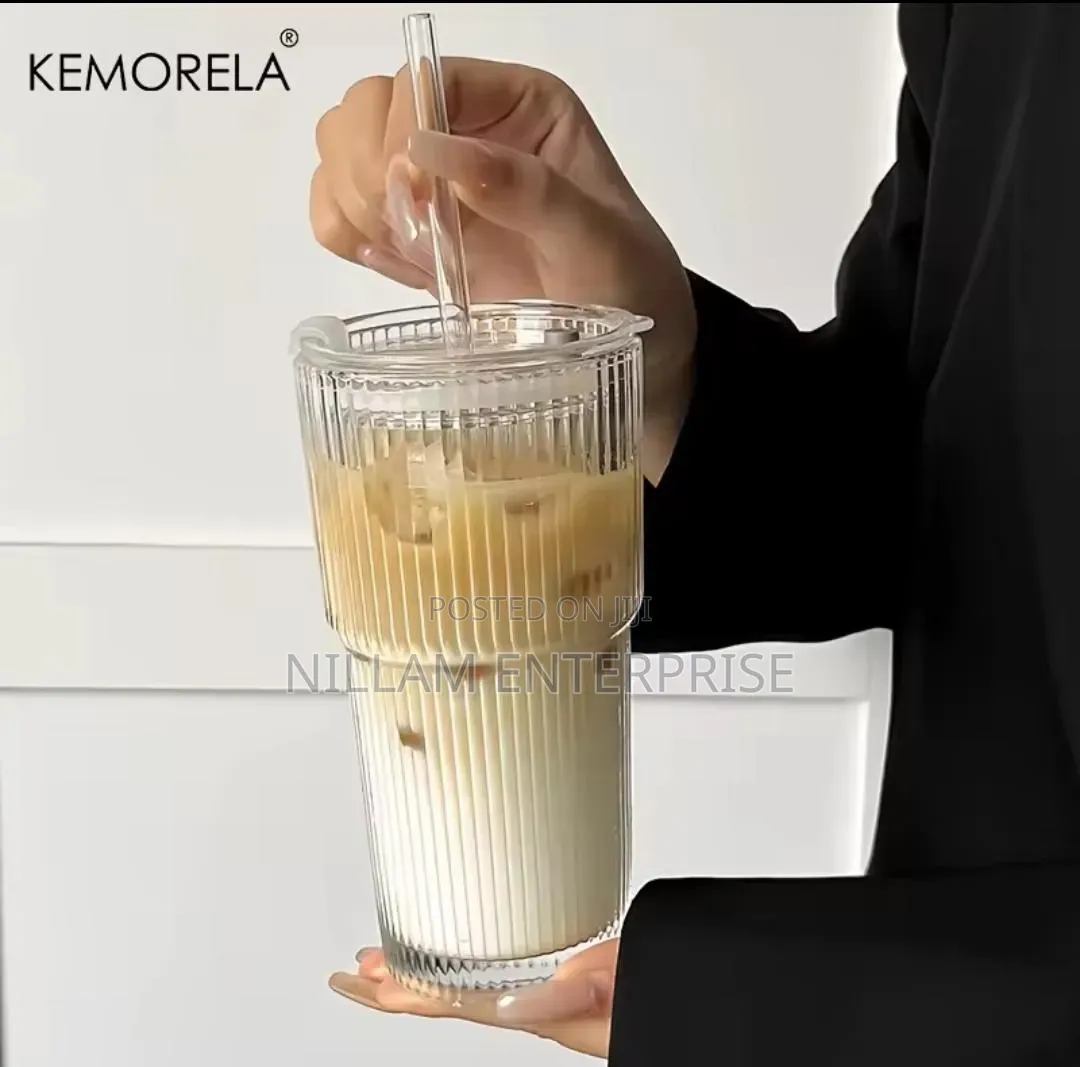 Heavy Borosilicate Tumbler With Straw. 600ml