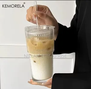 Heavy Borosilicate Tumbler With Straw. 600ml