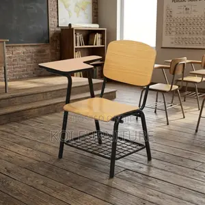 School Furniture; Wooden Desk With Writing Pad