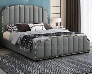 King Bed: Vertical Stripes Tufted Bed