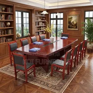 Boardroom Table; 2.4 Red-Brown Mahogany Conference Boardroom Table