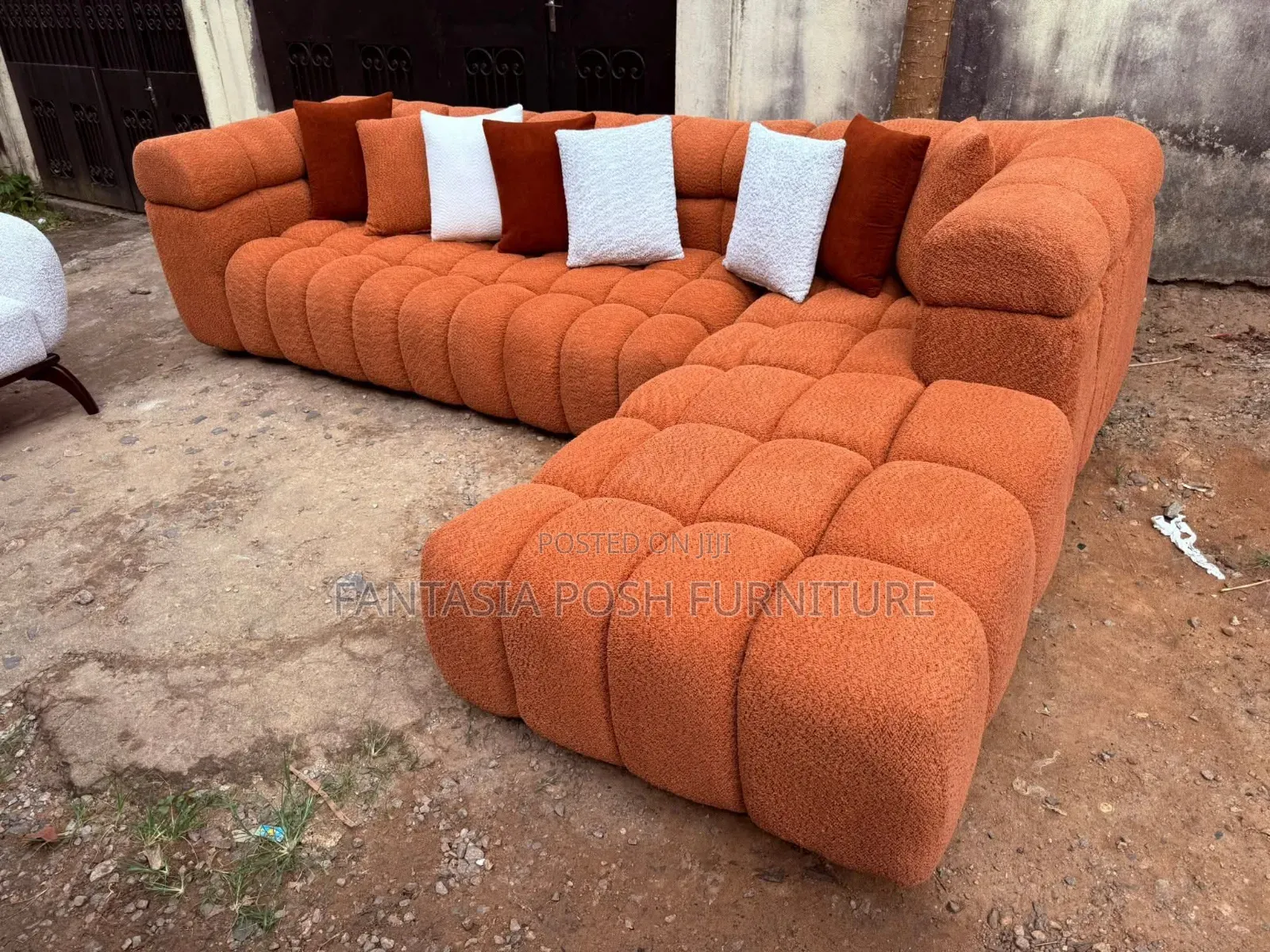 Orange L Shape Bubble Sofa 7 -Seater