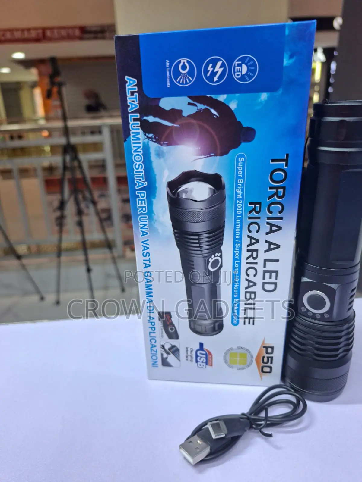P50 Long-Range Tactical Flashlight for Security Use