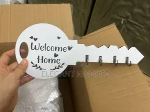 Welcome Home Wooden Key Holder With Hooks