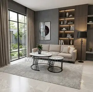 Coffee Table; Round Marble Pair Coffee Table