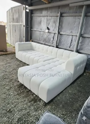 White L-Shaped Sofa 7 Seater (Bubble)
