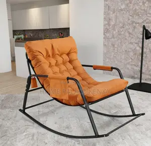 Rocking Chair: Metal Rocking Cushioned Lounge Chair