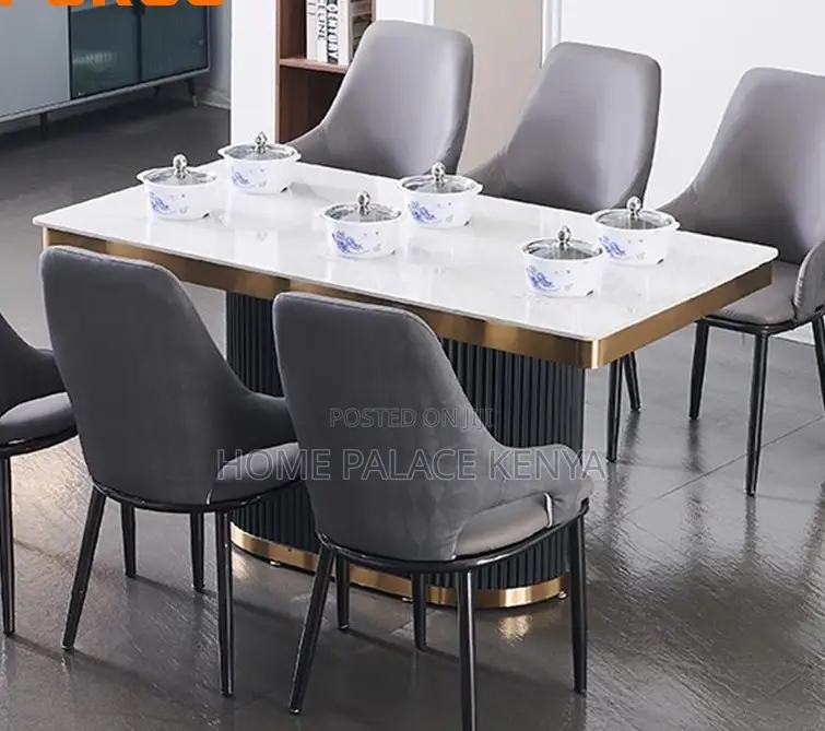 Dining Table: 6 Seater Porcelain Stone Dining Table
