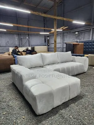 White L-Shaped Bubble Sofa- 7 Seater Free Delivery