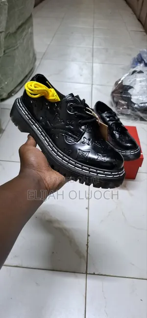 Black Partent Louis Vuitton X Dr Martens Low Cut Leather Shoes