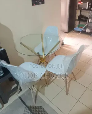 Outdoor Set 3 -Plastic Chairs and Glass Table