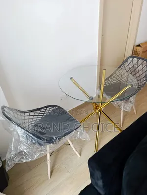 2 Seater Glass Table and Mesh Chair