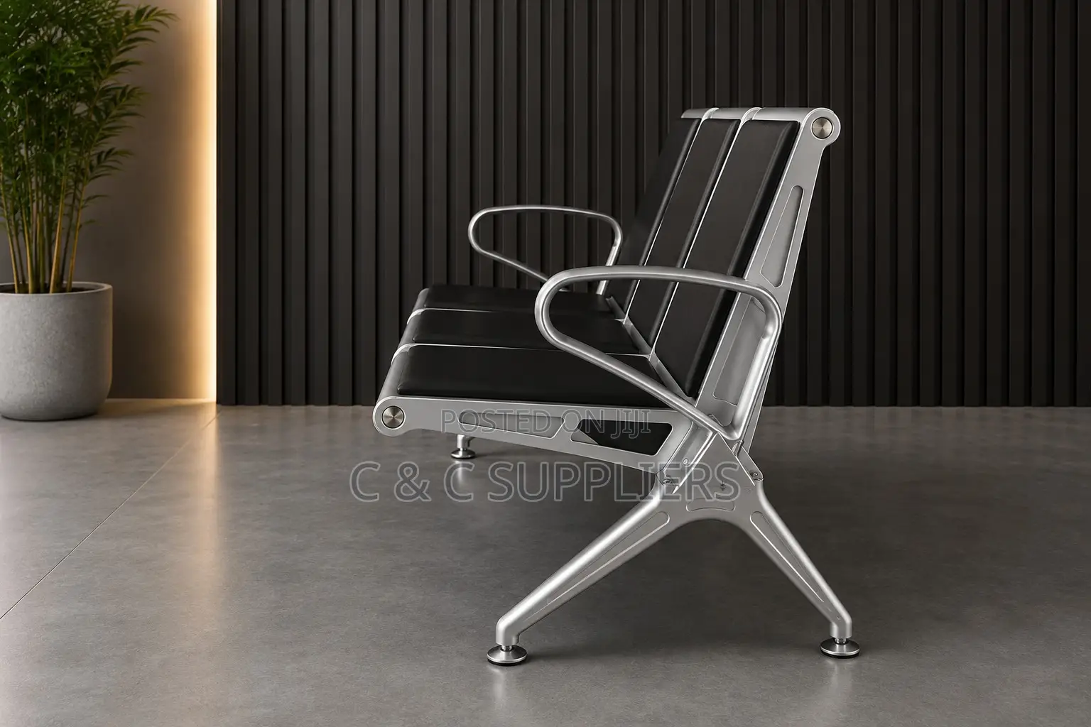 3-Link Black Reception Bench.