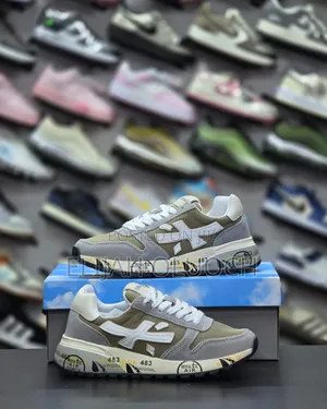 Premiata Mick Sneakers Featuring a Grey and Beige