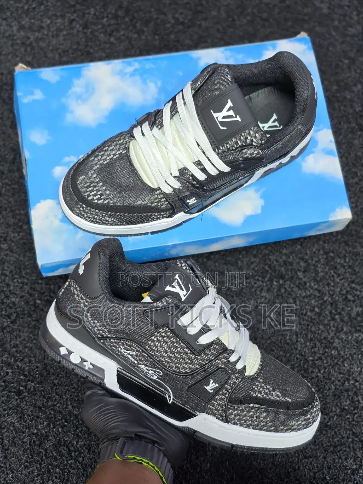 Louis Vuitton Lv Trainer Black Daimer 3d Denim