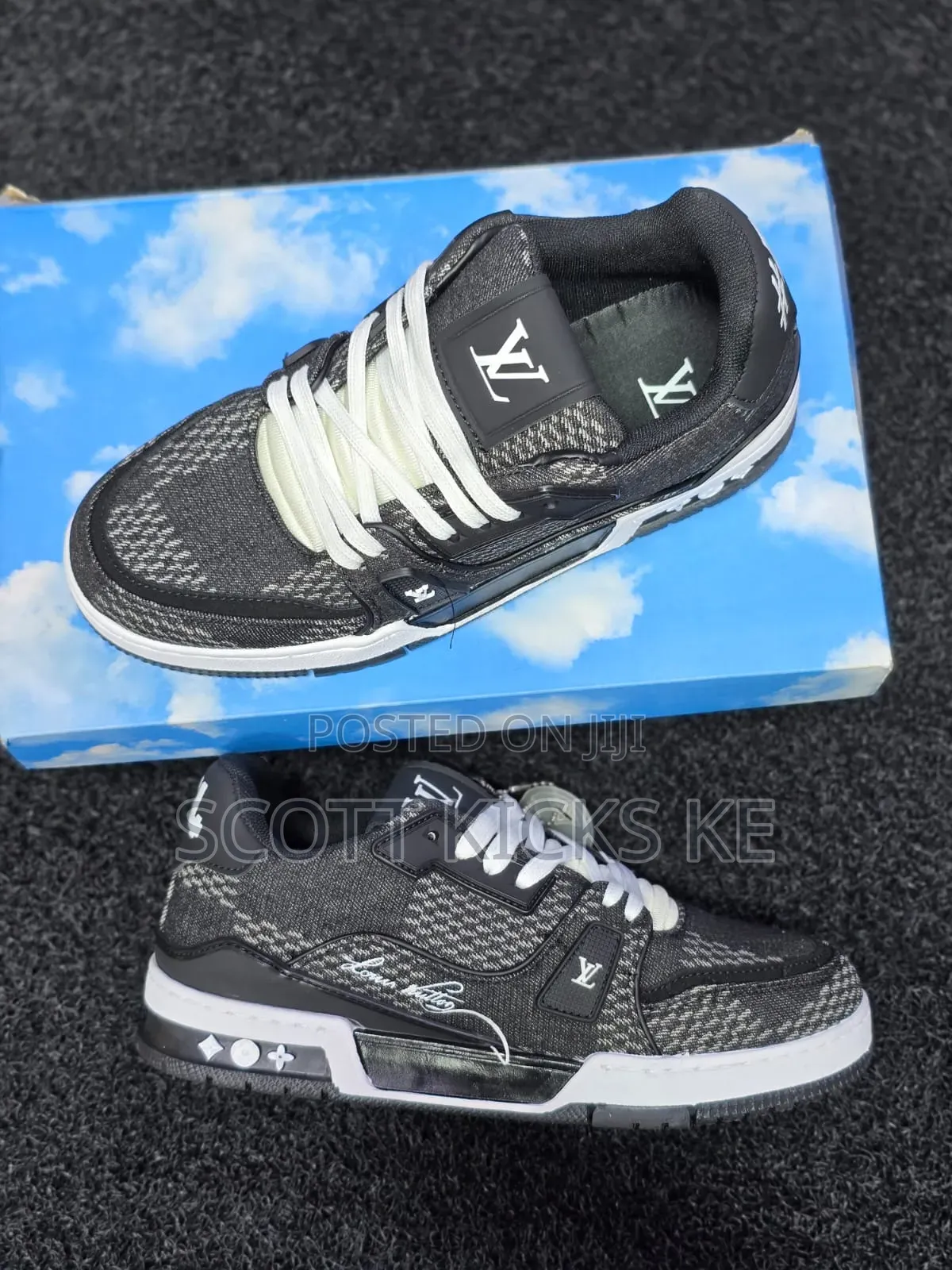 Louis Vuitton Lv Trainer Black Daimer 3d Denim