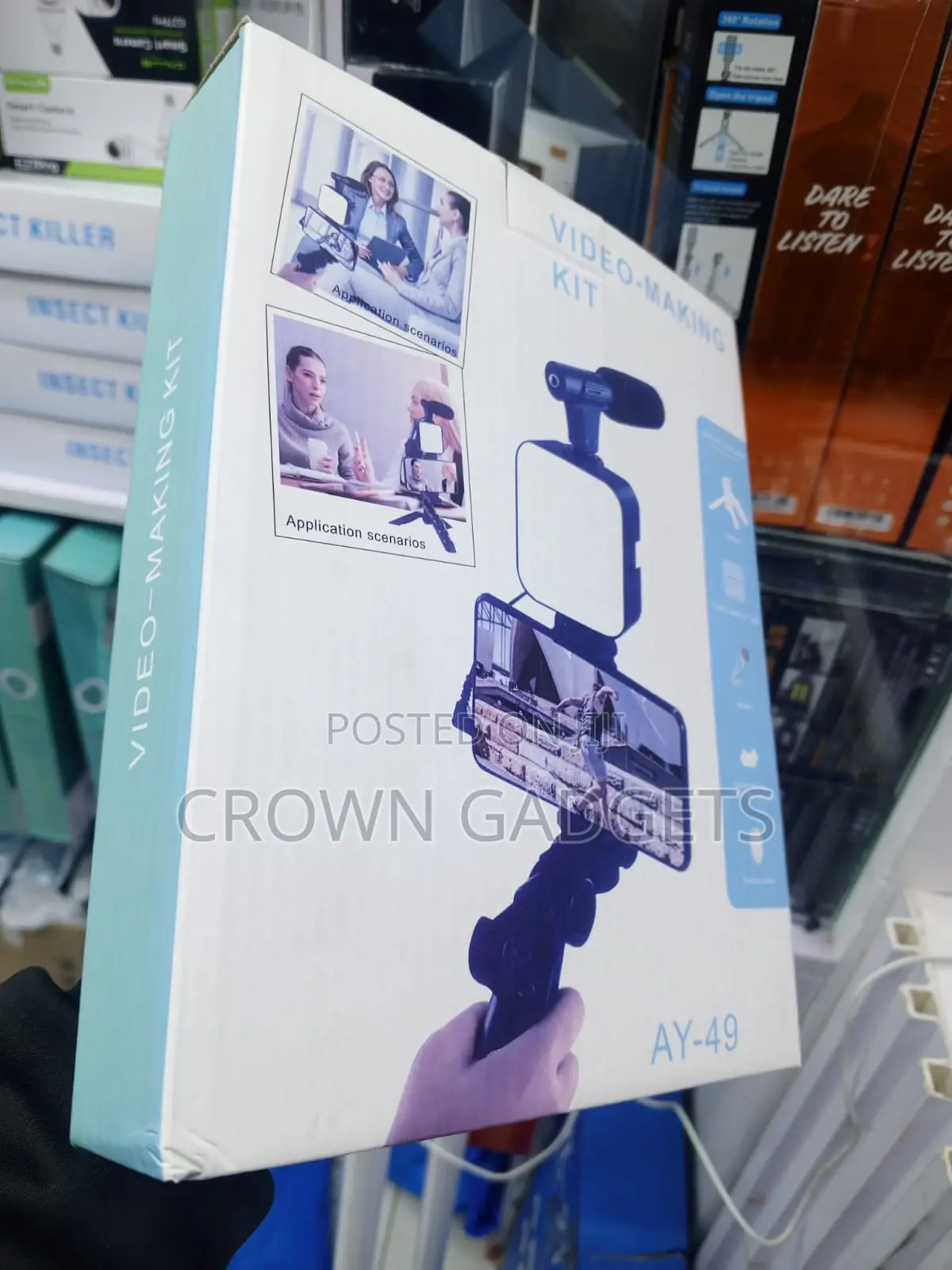Ay-49 Content Creator Kit With Led Light and Microphone