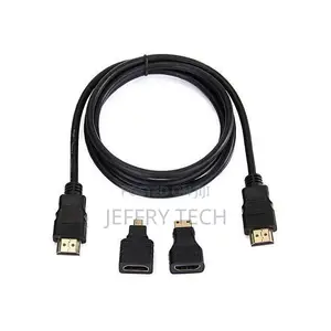 3 in 1 Hdmi Cable With Mini Micro Hdmi Adapters – Black