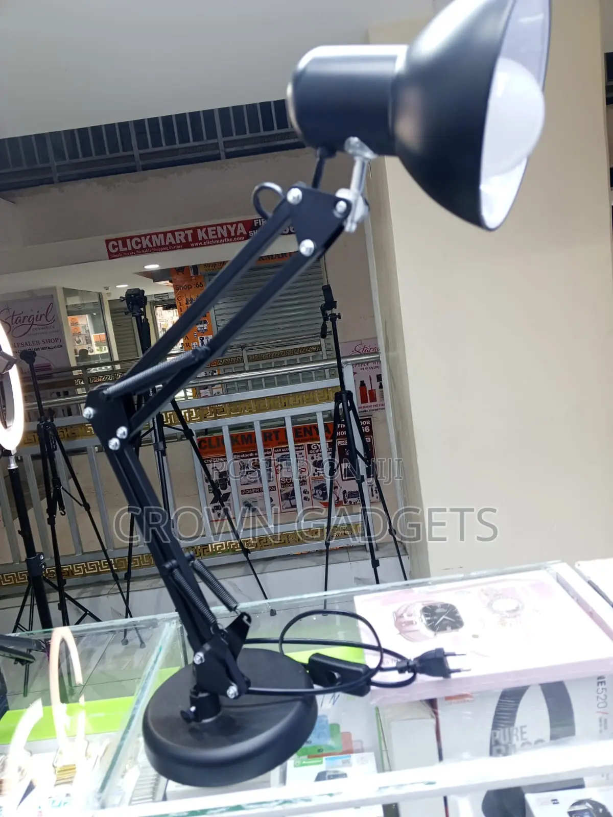 Black Study Desk Lamp With Adjustable Arm and Stable Base