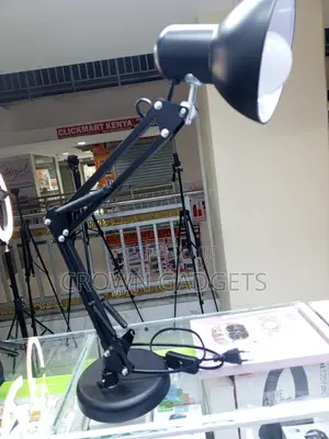 Black Study Desk Lamp With Adjustable Arm and Stable Base