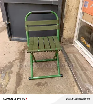 Green Foldable Camping Chair Extra Strong Option With Backrest Support