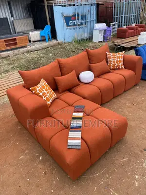 6 Seater L-Shaped Orange Bubble Seat Sofa