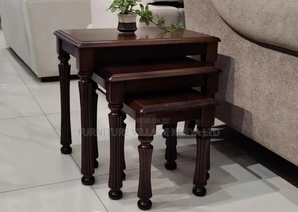 3-Set Mahogany Nesting Coffee Table