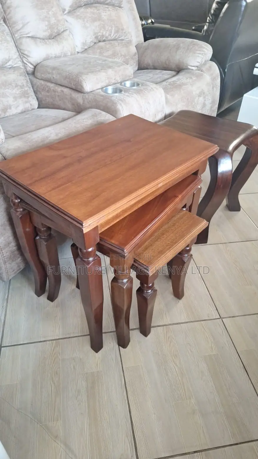 3-Set Mahogany Nesting Coffee Table