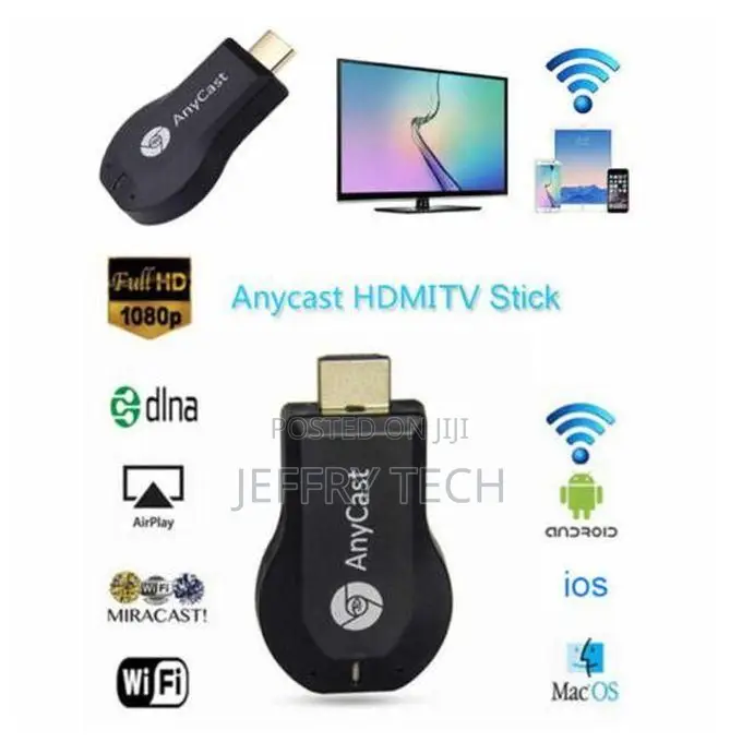 Anycast HDTV Wireless Display Adapter – Screen Mirroring Dongle - Bl