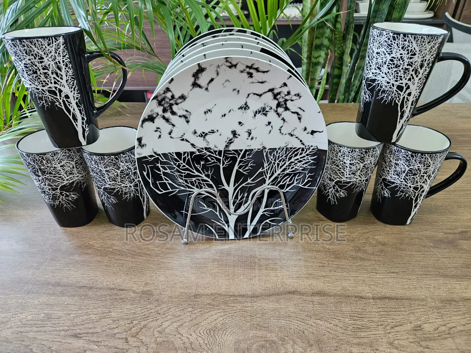 Breakfast Sets 6 PCS Tree Mugs +Plates