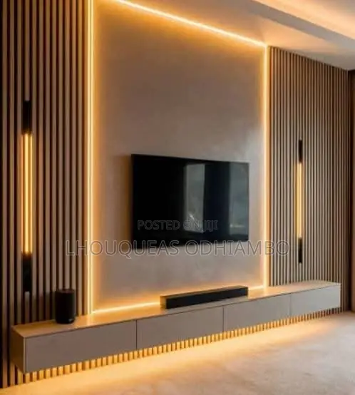 Luxury Fluted Wall Panel Tv Console