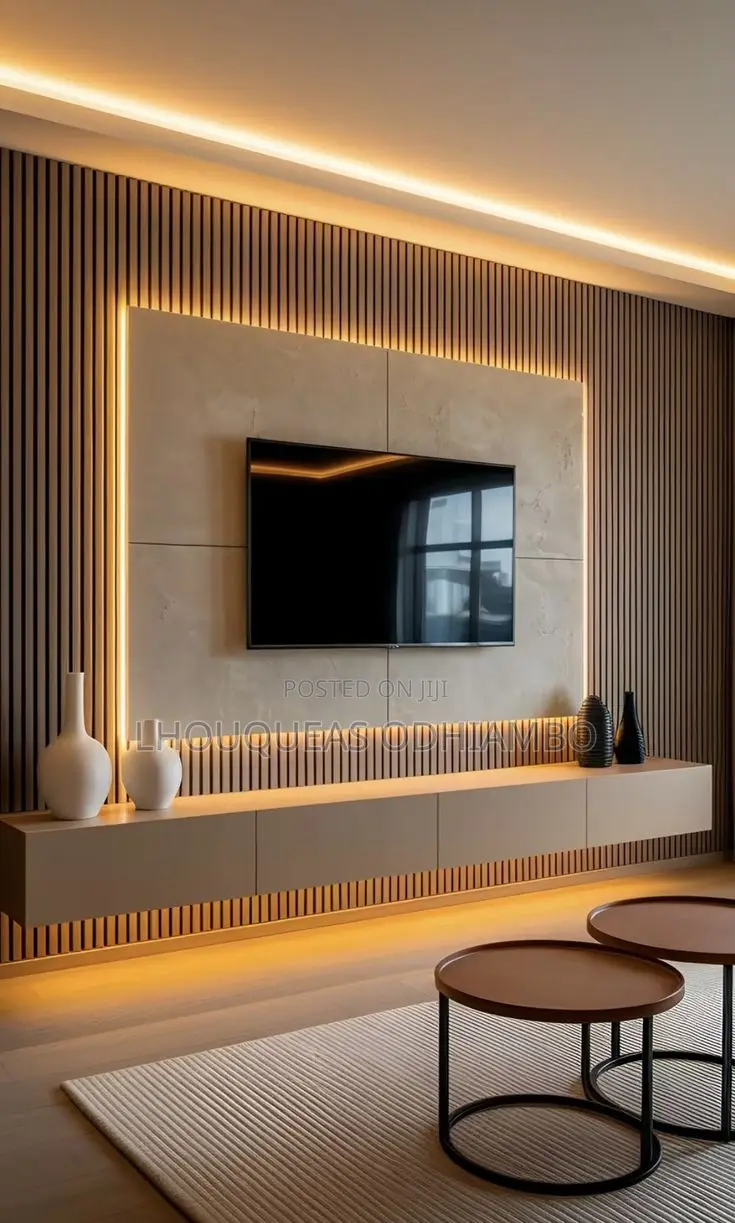 Luxury Fluted Wall Panel Tv Console