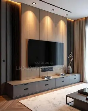 Luxury Fluted Wall Panel Tv Console