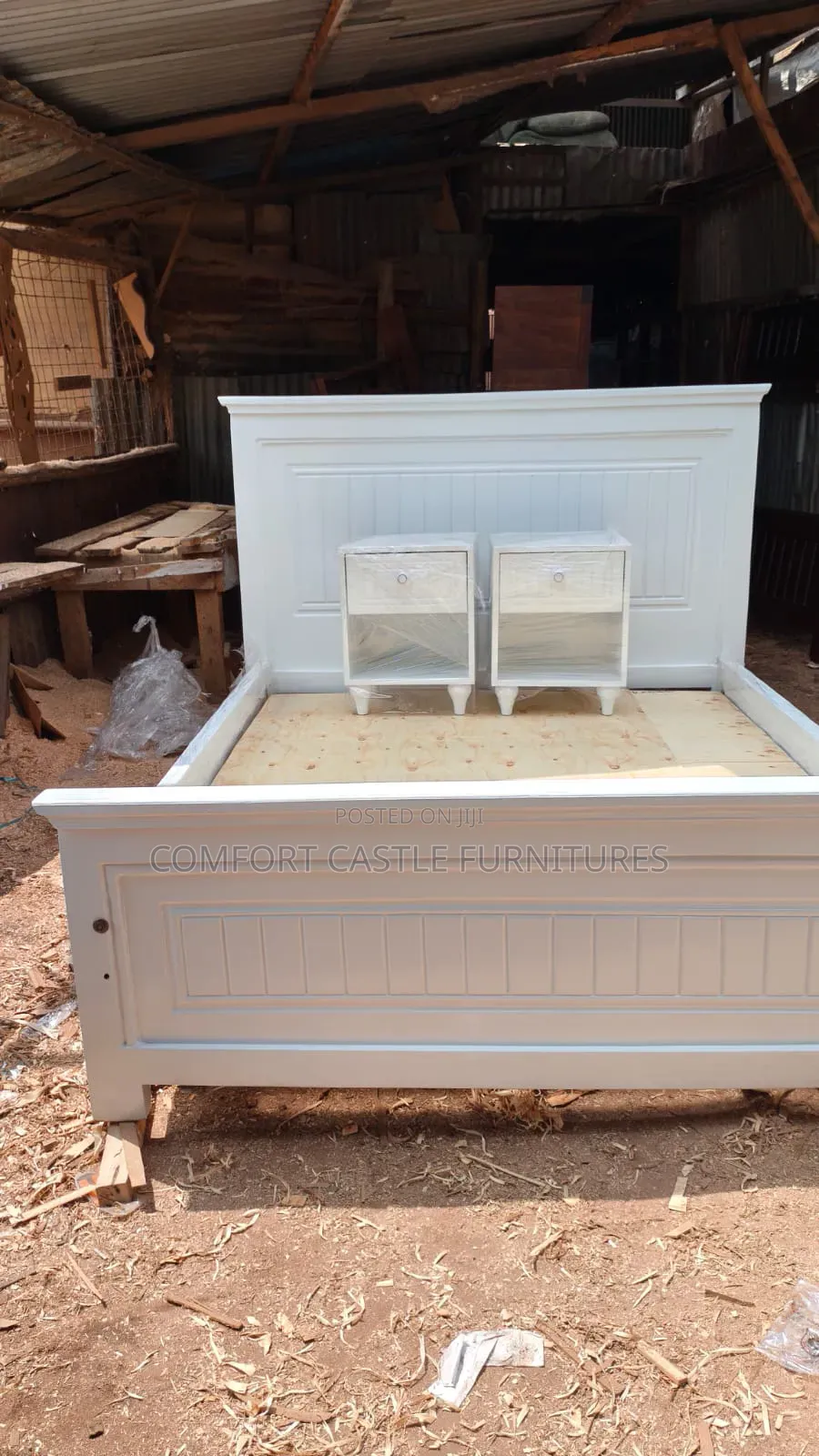 Wooden Bed 5-6, With Bedside Drawers.