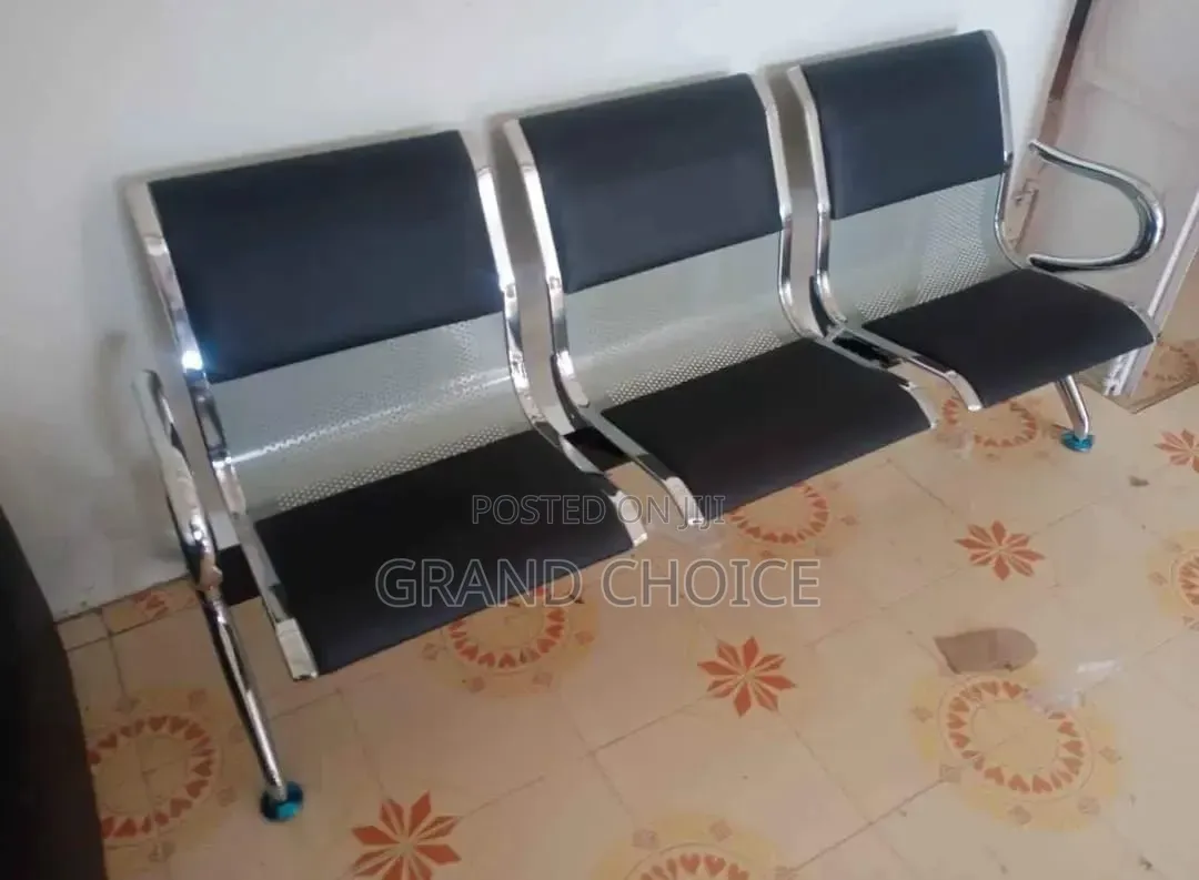 3 Seater Leather Waiting Bench