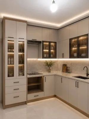 Beautiful Kitchen Interiors With 
 Standard Ceiling Design