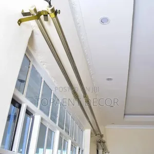 Black and Gold Simple to Install Adjustable Window Curtain Rods