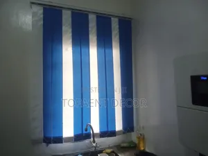 Skyblue and White, Kitchen and Main Office Window Vertical Blinds