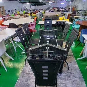 Dining Set: 6 Seater Ventilated Leather Backrest Dining Set