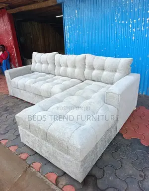 6 Seater L Seat Tufted Design – Grey Upholstery